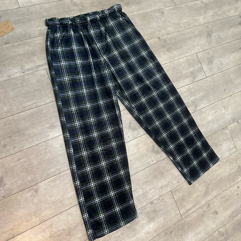 Preswick & Moore Premium Men’s Plaid Pajamas Silky Fleece XL Navy Green - Picture 8 of 16
